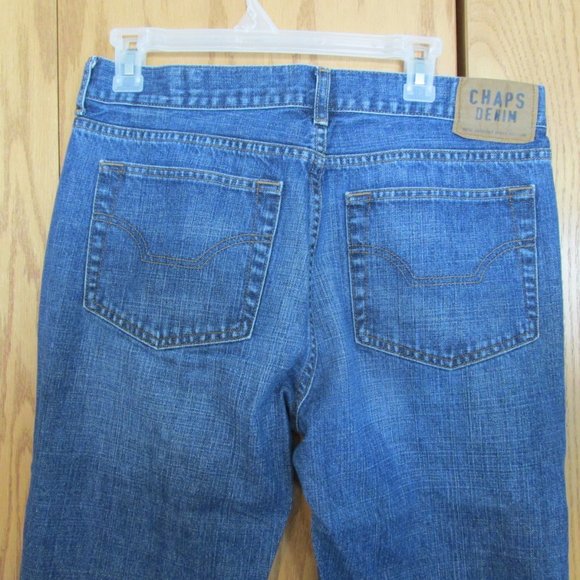 CHAPS MEN'S SIZE 32 X 33 JEANS DARK BLUE SLUB DENIM STRAIGHT FIT VINTAGE - Picture 7 of 15